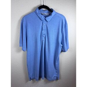Travis Mathew Polo Shirt Mens Medium Blue Short Sleeve Stretch Athletic‎ Preppy